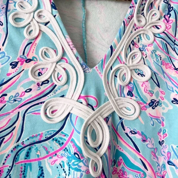 Lilly Pulitzer Harper Shift Dress Long Sleeve Bayside Blue Stretch Medium - Picture 5 of 10